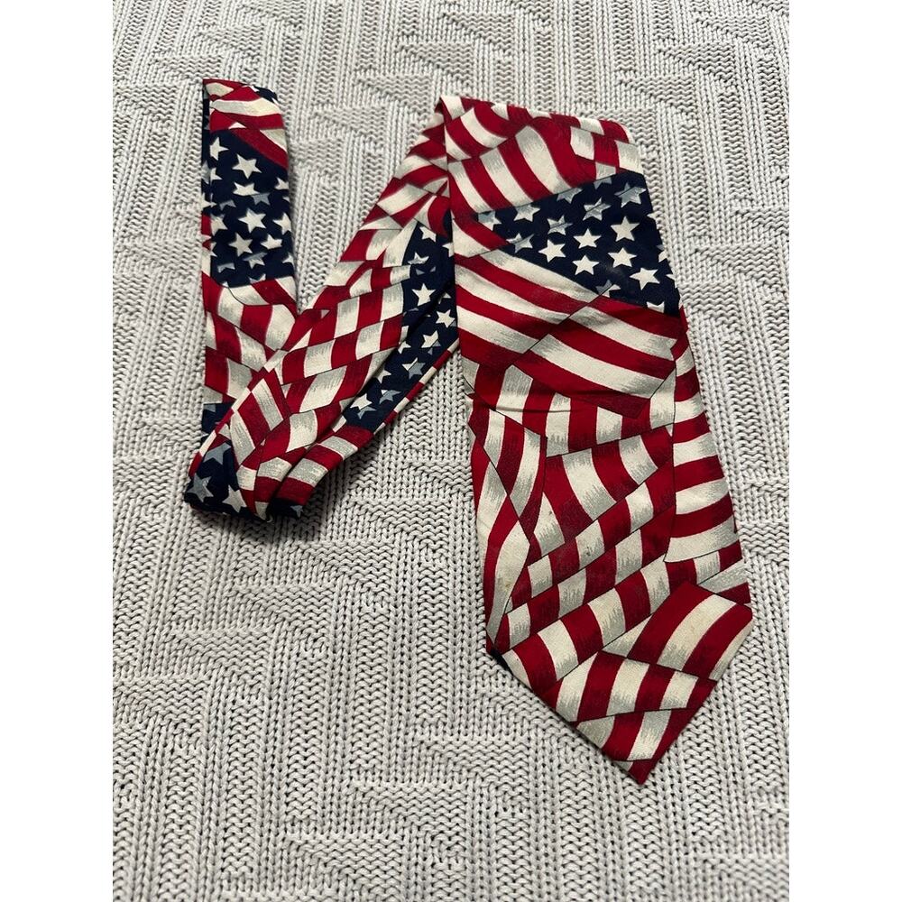 Van Heusen American flag print cotton tie NWT